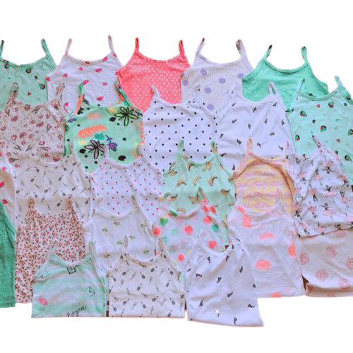 [HCM]com bo 5 áo 2 dây bé gái - hàng xuất dư size 3 cho bé từ 11-15kg-áo dây cotton bé gái