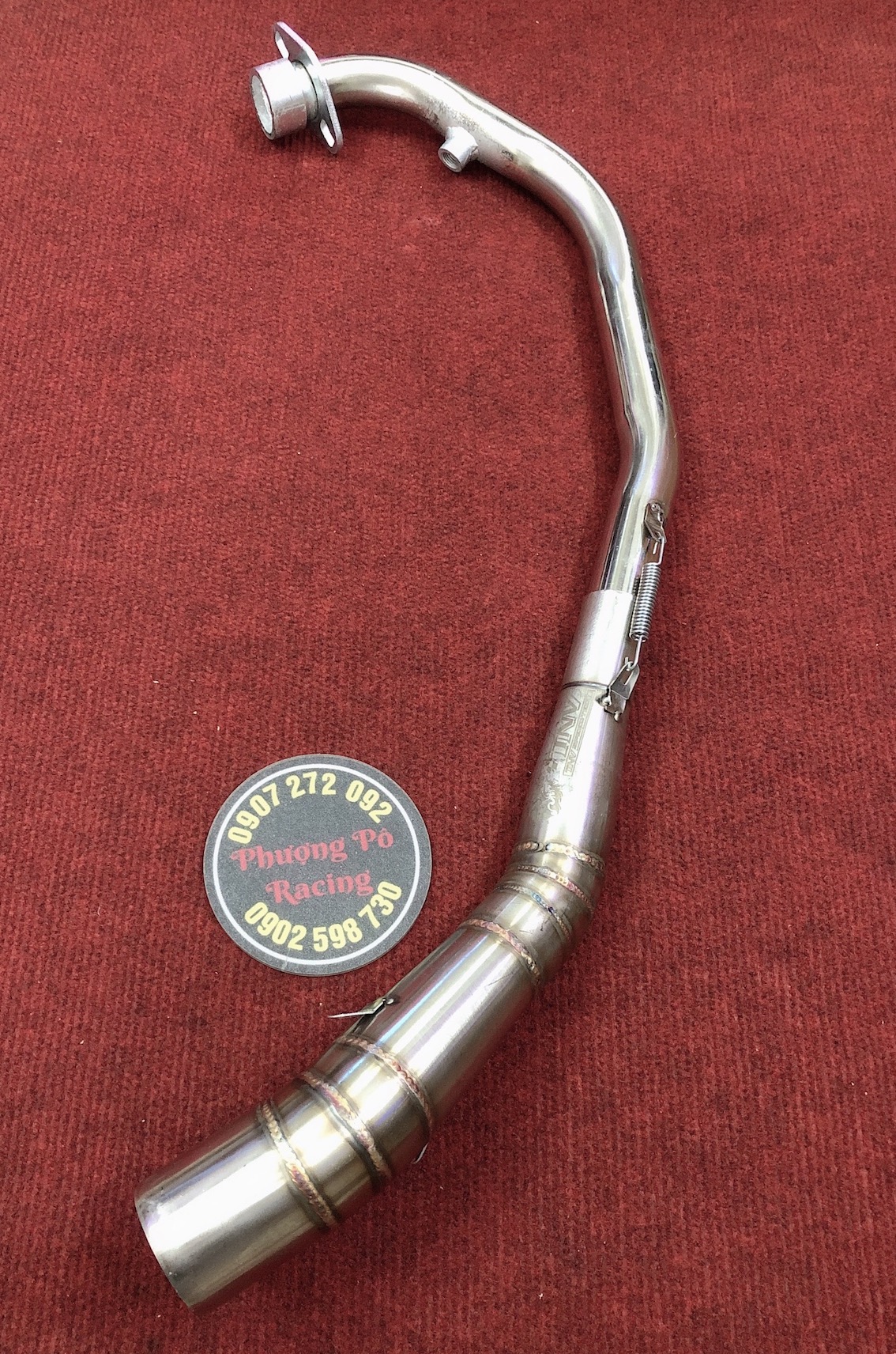 Cổ pô tăng inox 2 khúc gắn lon cho exciter/raider/satria/winner/sonic/