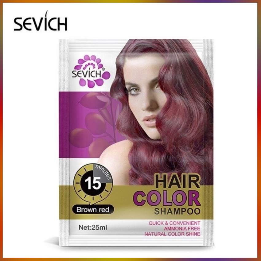 Dầu gội nhuộm tóc mầu nâu đỏ sevich 25ml/gói