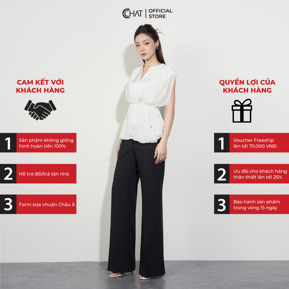 Áo Kiểu Nữ CCHAT Chờm Vai Phối Voan Chất Lụa Cao Cấp 53ASL8001OT