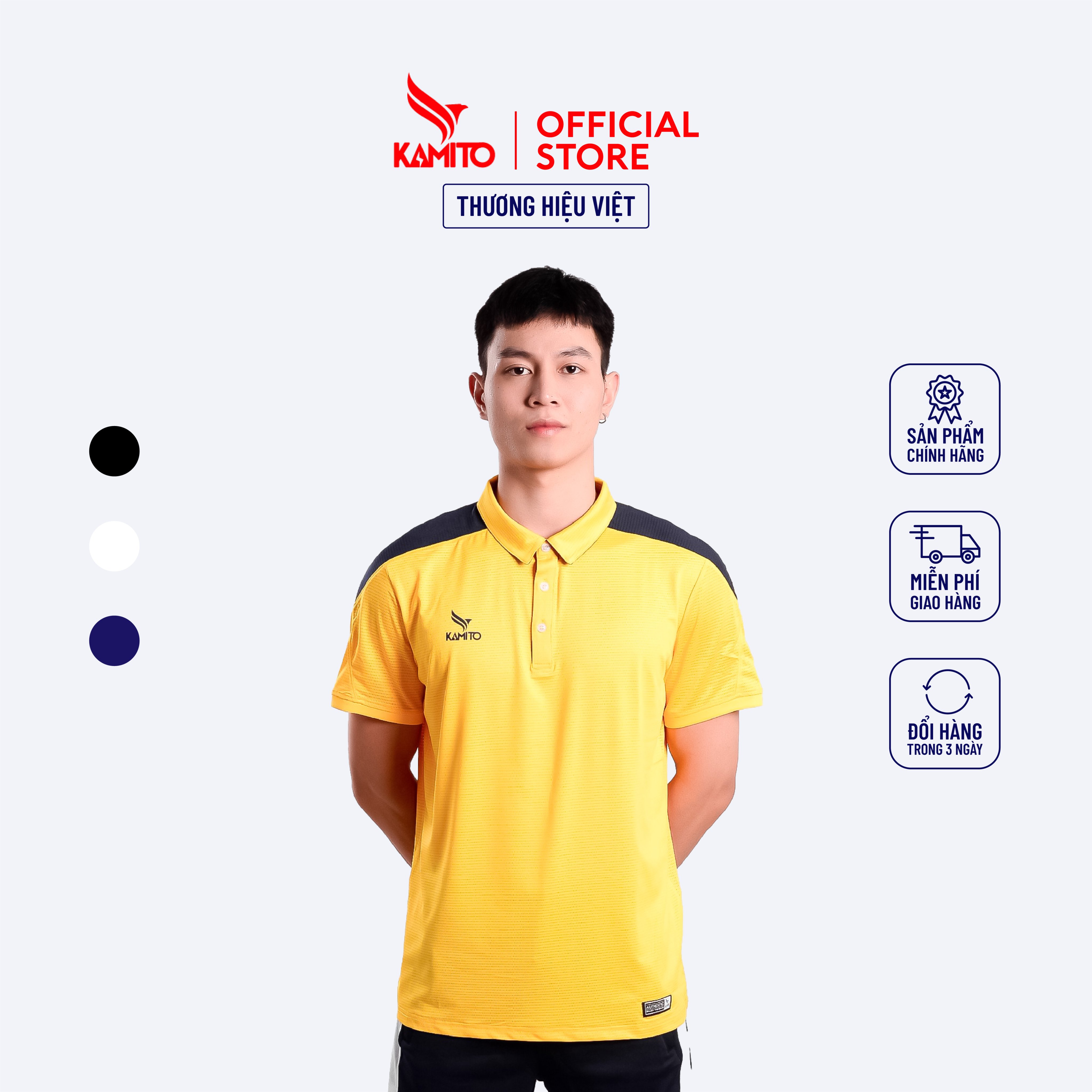Áo Thể Thao Polo Nam Phối Vai KMAP2103 KAMITO