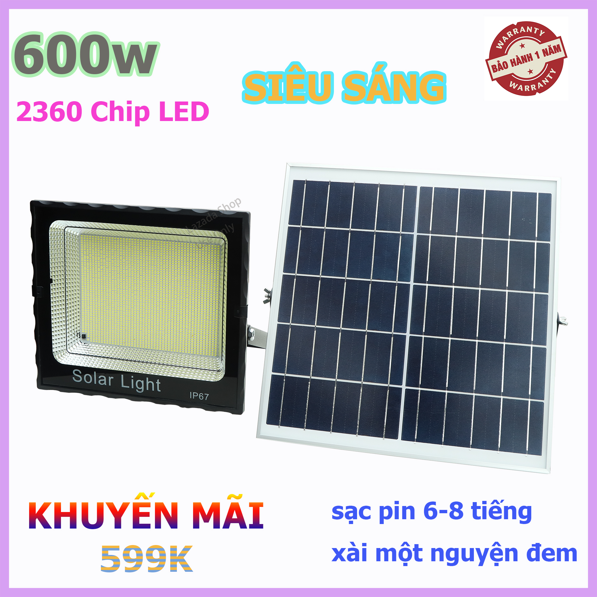 Đèn pha năng lượng mặt trời 200W 300W 600W