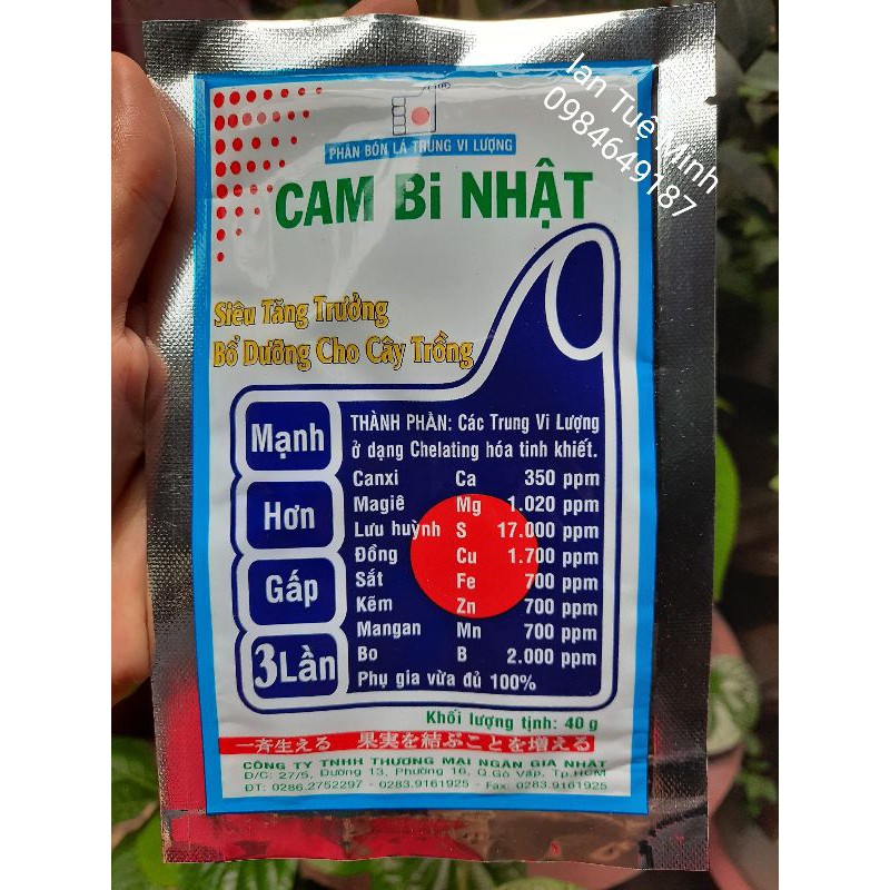 Phân bón lá bổ sung trung vi lượng Cam bi nhật siêu tăng trưởng bổ dưỡngcho cây trồng gói 40g chính hãng