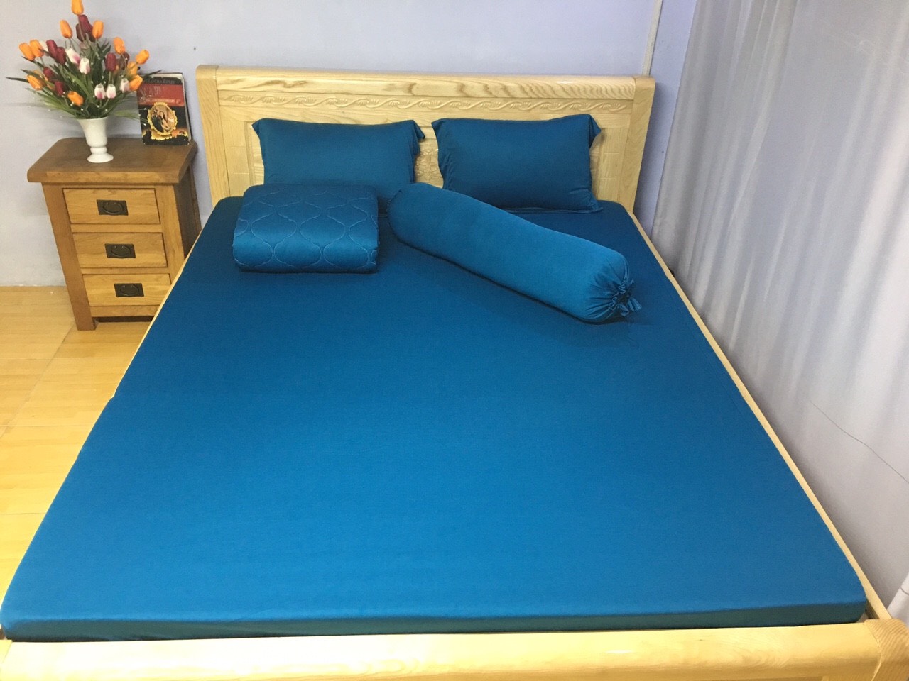 Bộ Chăn drap  thun hàn mát lạnh- set 5món-bộ drap thun cao cấp