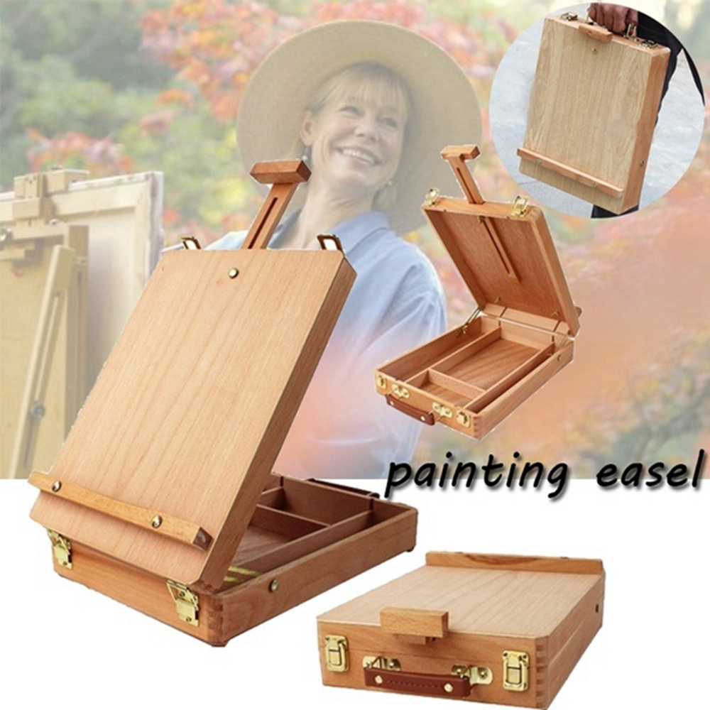 XAVIE Wooden Art Table Drawing Supplies Desktop Easel Oil Paint Painting Supplies Sketch Box
