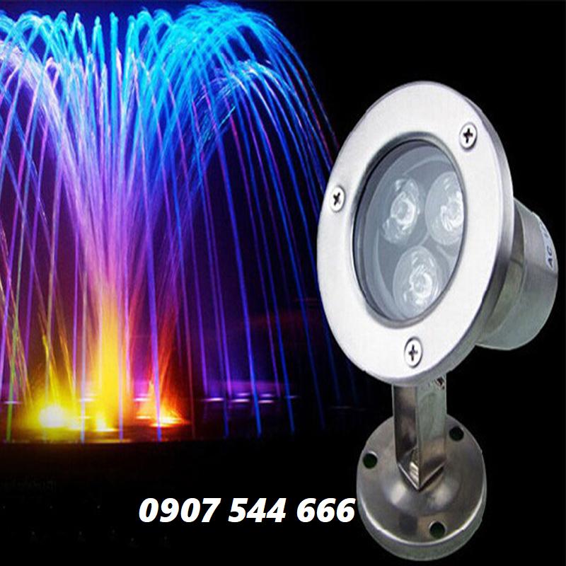Đèn LED âm nước có đế 3w đổi màu 12VAC đèn trang trí sân vườn, bể cá, tiểu cảnh