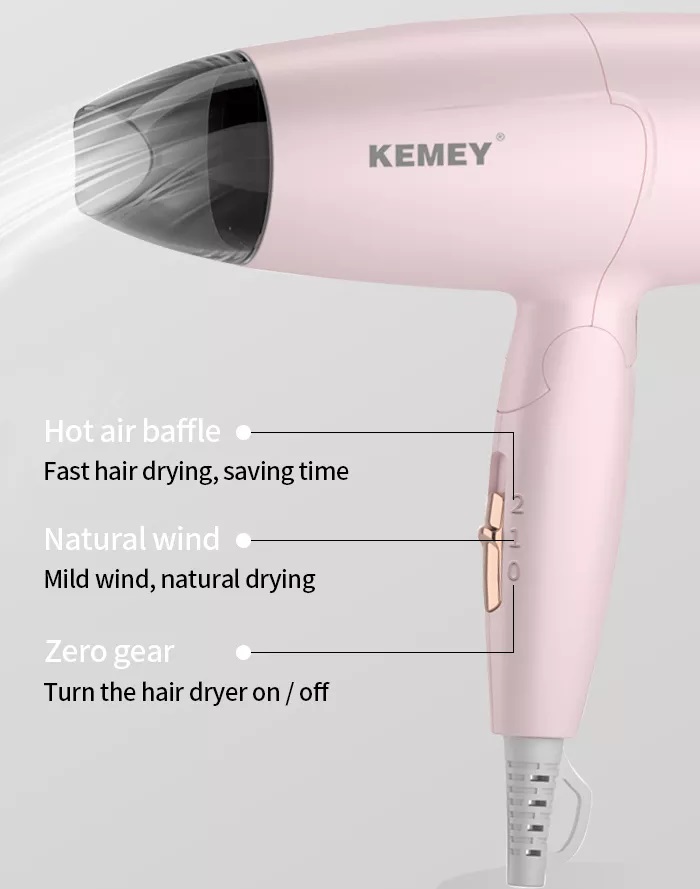 Máy Sấy Tóc Kemei  2 Tốc Độ Sấy Kemey Km 6837