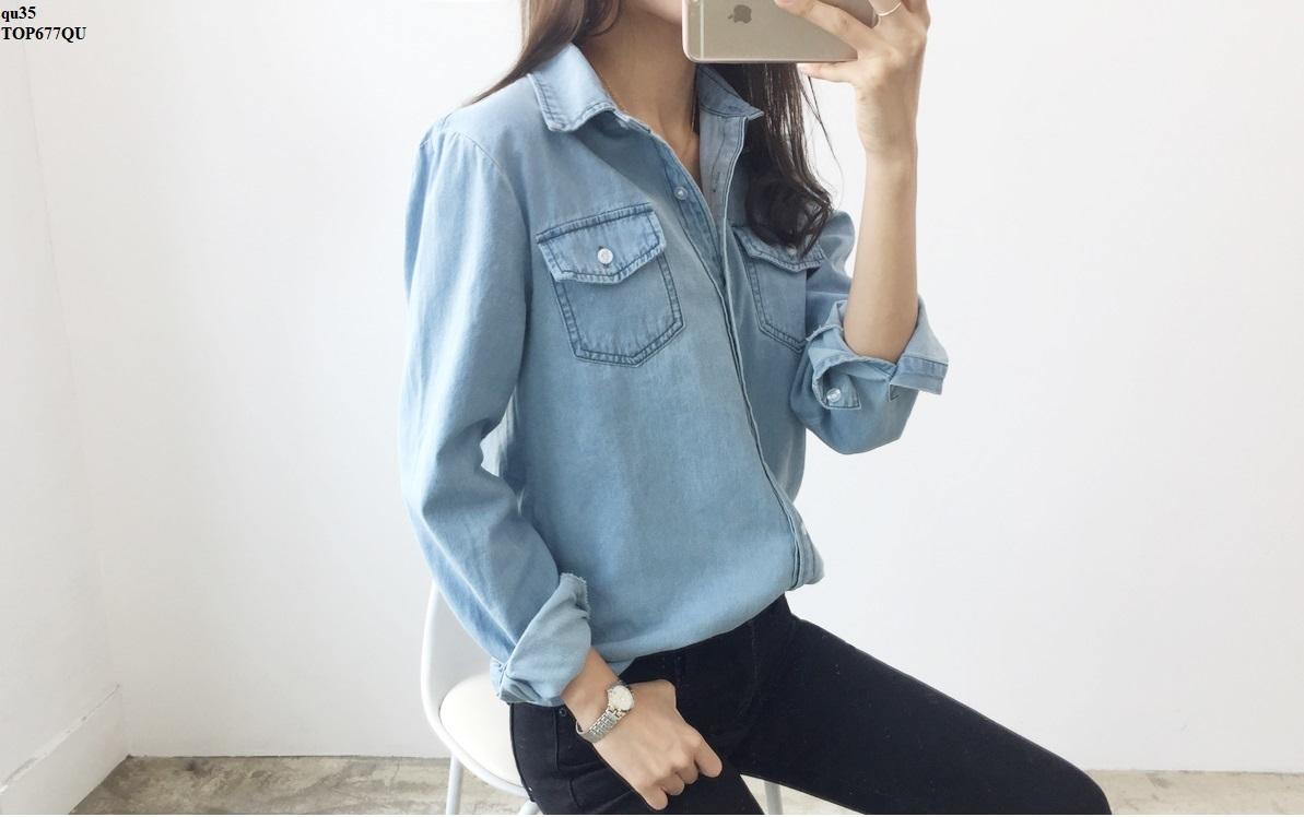 TOP677QU ÁO SƠ MI DENIM