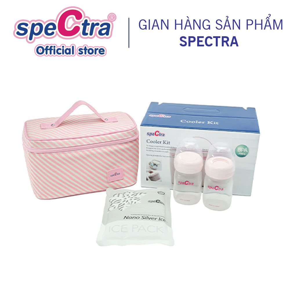 Bộ Túi Giữ Lạnh Sữa Spectra - Hàng Chính Hãng (Kèm 01 Túi Đá Khô Và 02 Bình Trữ Sữa)