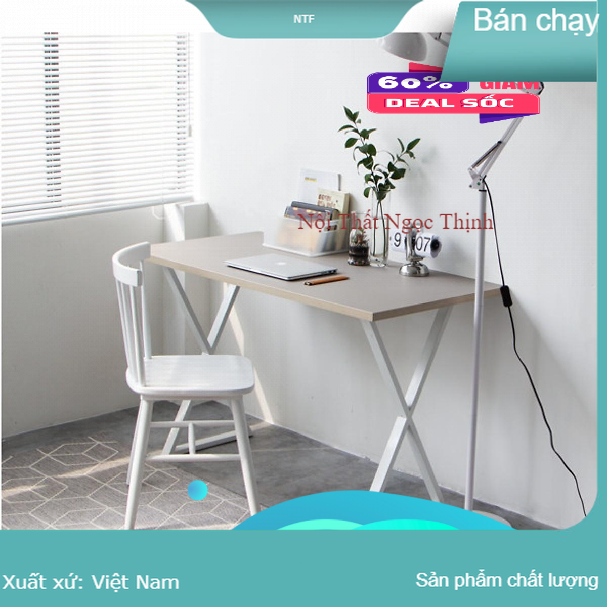 Bàn  học sinh chất lượng cao hình chữ X màu trắng, giá rẻ lắp đặt Toàn Quốc bởi Ngotico 100x60x75Cm