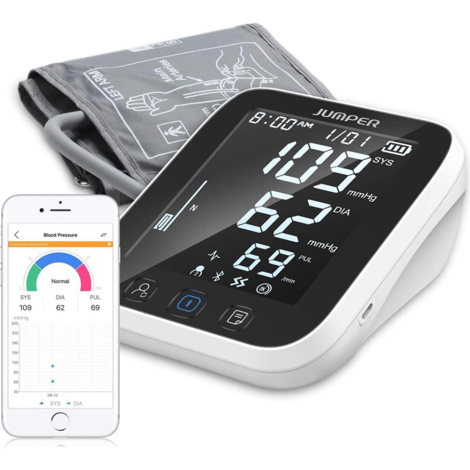 Máy đo huyết áp bắp tay Jumper HA-121 chứng nhận FDA Hoa Kỳ ( Bluetooth+ APP điện thoại) thumbnail