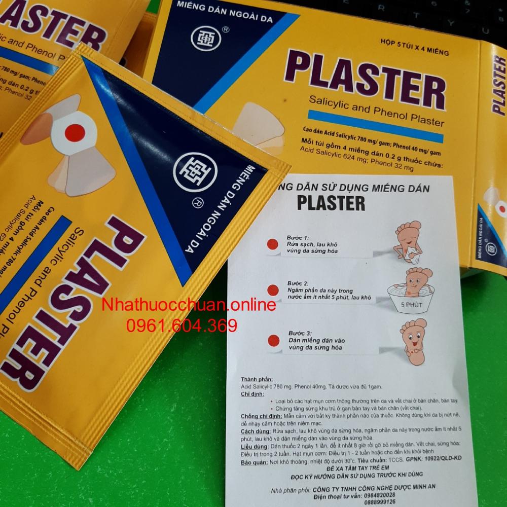 Miếng dán mụn cơm, mụn cóc Plaster ( hộp 5 túi * 4 miếng)