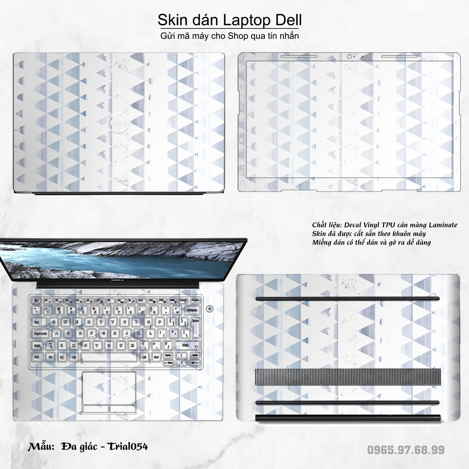 Decal Skin dán Laptop Dell mẫu Đa giác (inbox mã máy cho shop)