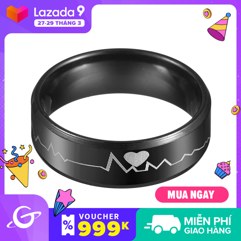 Fashion Men ECG Heartbeat Band Finger Ring Party Club Jewelry Birthday Gift