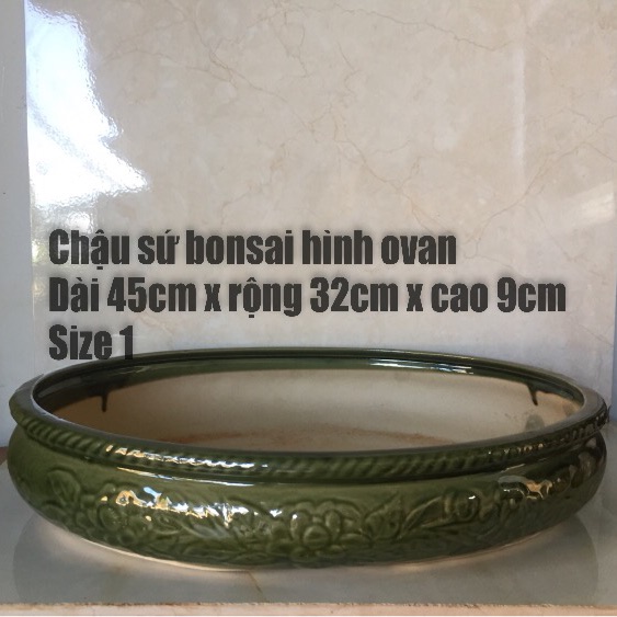 Chậu sứ bonsai hình ovan ( size 1)