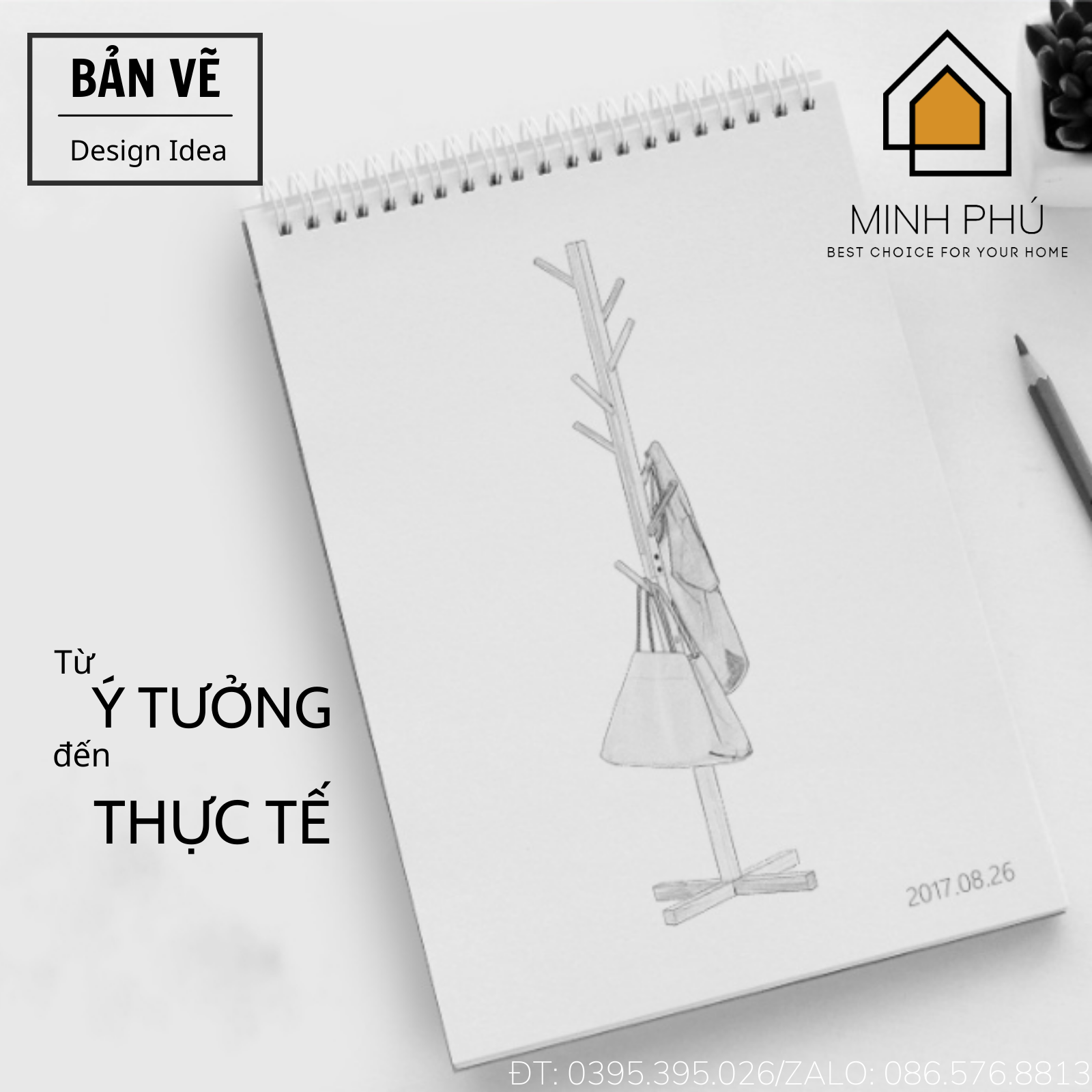 Cây treo quần áo gỗ tự nhiên, giá treo đồ, cây treo mũ