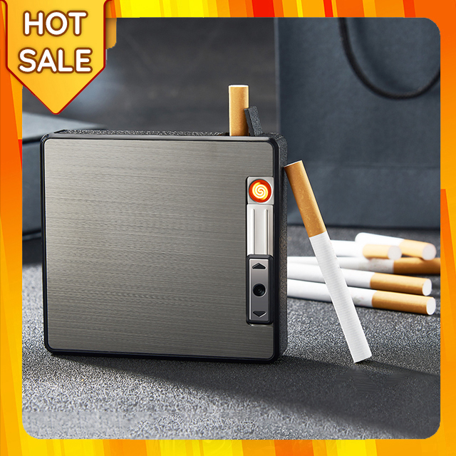 Hộp đựng thuốc Focus YH050, kiêm bật lửa điện tử hồng ngoại sạc điện usb cao cấp - bật lửa điện - bật lửa hồng ngoại - bao đựng thuốc