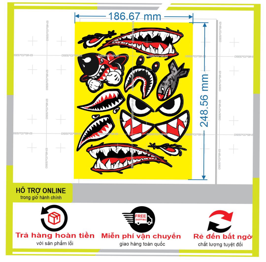 LOGO STICKER RĂNG CÁ MẬP  { PHỤNG DECAL }