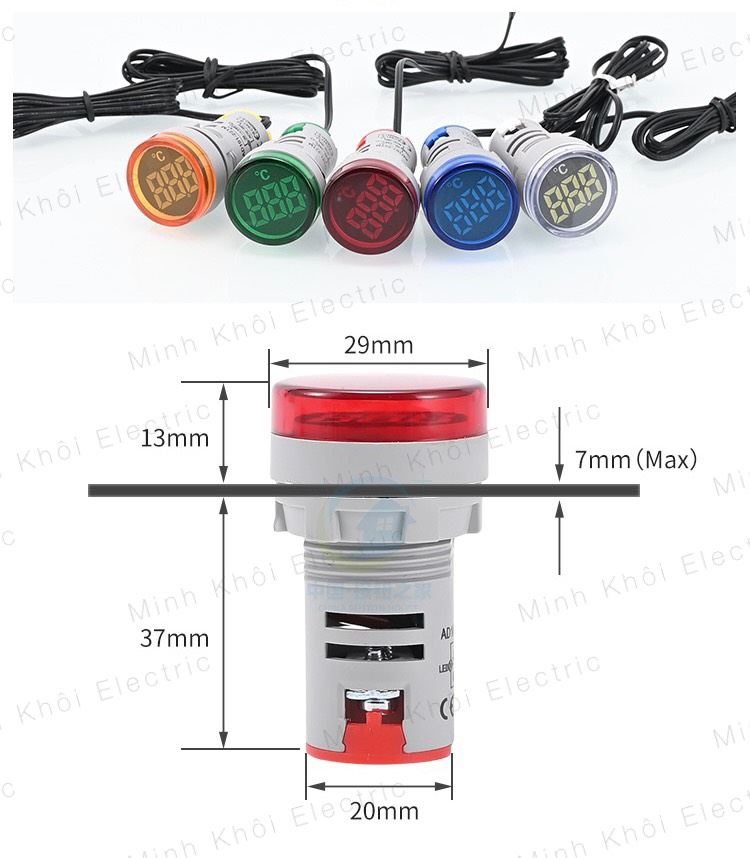 Đèn báo nhiệt độ phi 22, đèn nhiệt độ, đèn báo tủ điện