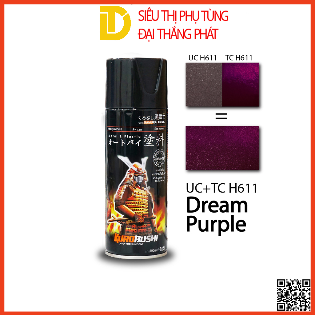 Sơn samurai sơn xịt đủ loại màu honda - màu tím dream uch611* sơn xịt xe máy