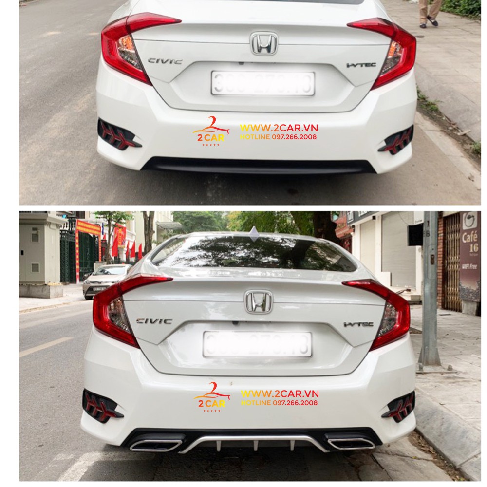 Độ Pô Mẫu Vuông Cao Cấp Cho Xe Honda Civic 2019  MƯỜI HÙNG AUTO