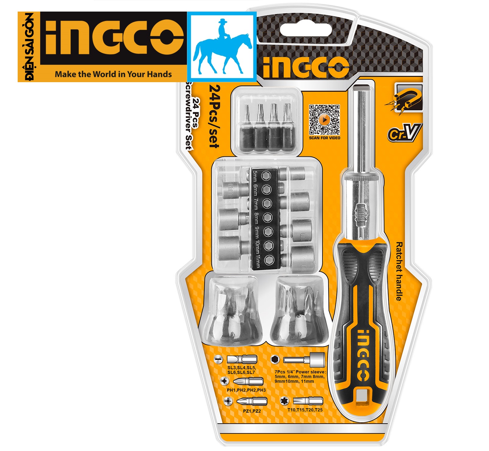 Bộ 24 công cụ tuốc nơ vít đa năng bits set ingco hksdb0248