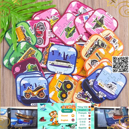 Bộ 48 Thẻ học tiếng Anh thông minh AR 3 trong 1, lắp ghép vui nhộn, công nghệ 3D, ngoại ngữ 8 thứ tiếng Việt Anh Pháp Nga Hàn Nhật Spain Trung Quốc 1556 App trên Iphone, Ipad, Android