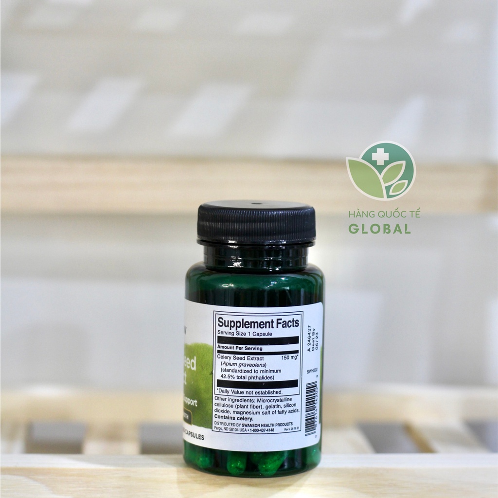 [Hàng Quốc Tế] SWANSON CELERY SEED EXTRACT, 60 viên, Hỗ trợ đường tiết niệu