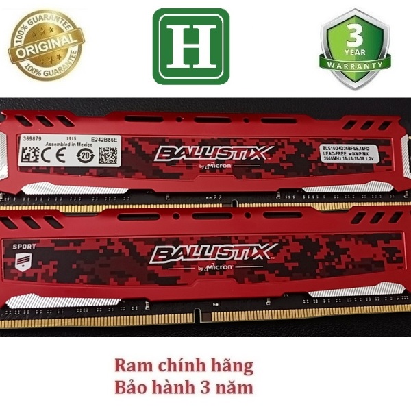 Bảng giá [HCM]Ram tản nhiệt 16Gb DDR4 bus 2666 ram bộ hiệu CRUCIAL BALLISTIX SPORT hàng chính hãng bảo hành 3 năm Phong Vũ