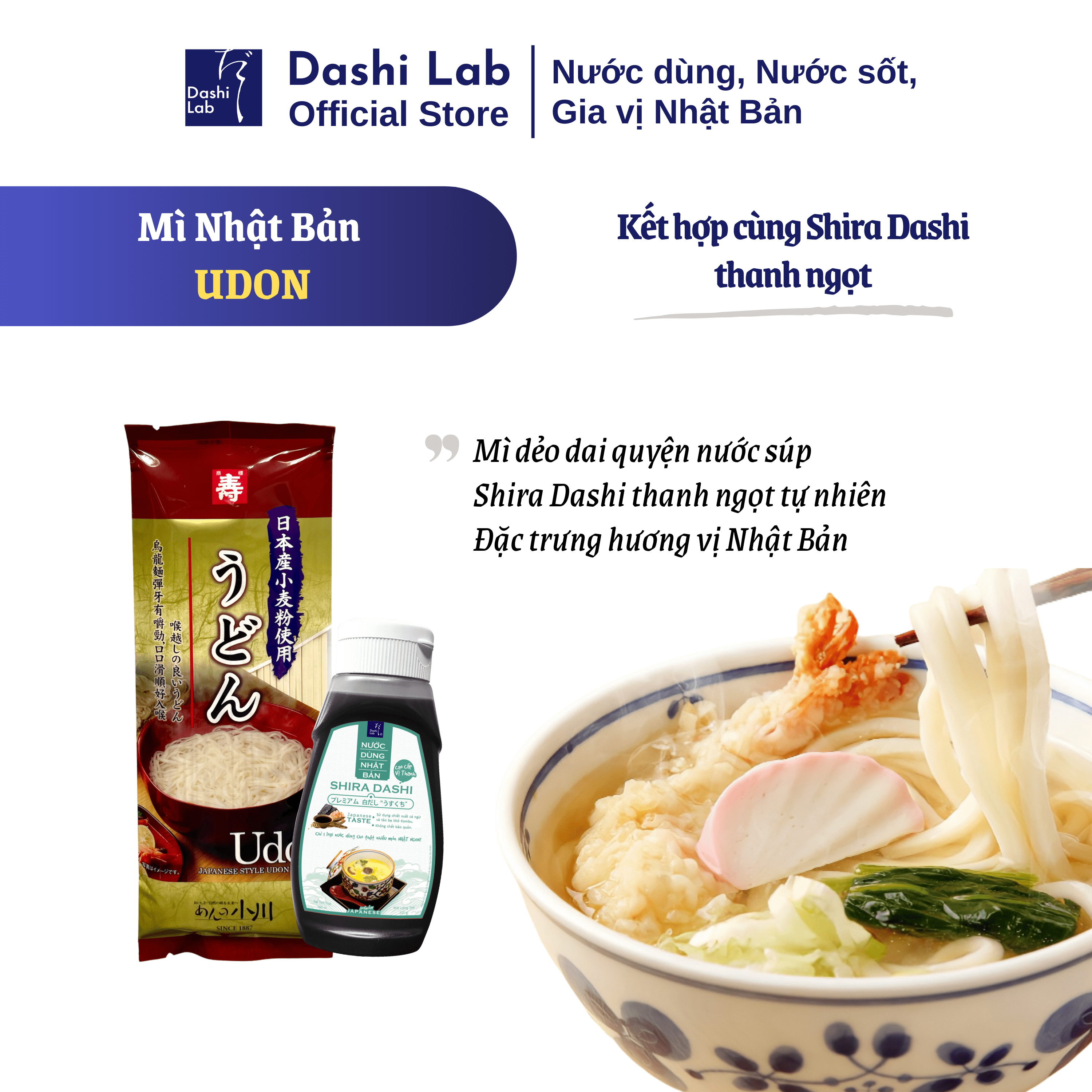Mì Udon Cao Cấp Nhật Bản OGAWA SEIMEN Truyền Thống Nhật Bản Gói 200g Sợi Dẹt chống ngán Dai Mướt Dùng Nước hay Khô Đều Ngon