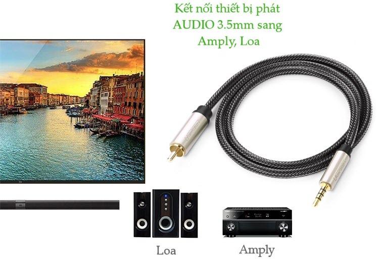 Cáp Audio 3.5mm to RCA Coaxial dài 2m Ugreen 20733