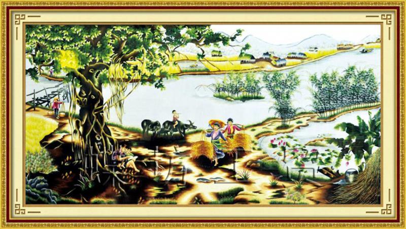 [HCM]Tranh Thêu ĐỒNG QUÊ (Chưa Thêu)222579 (1m49x79cm)