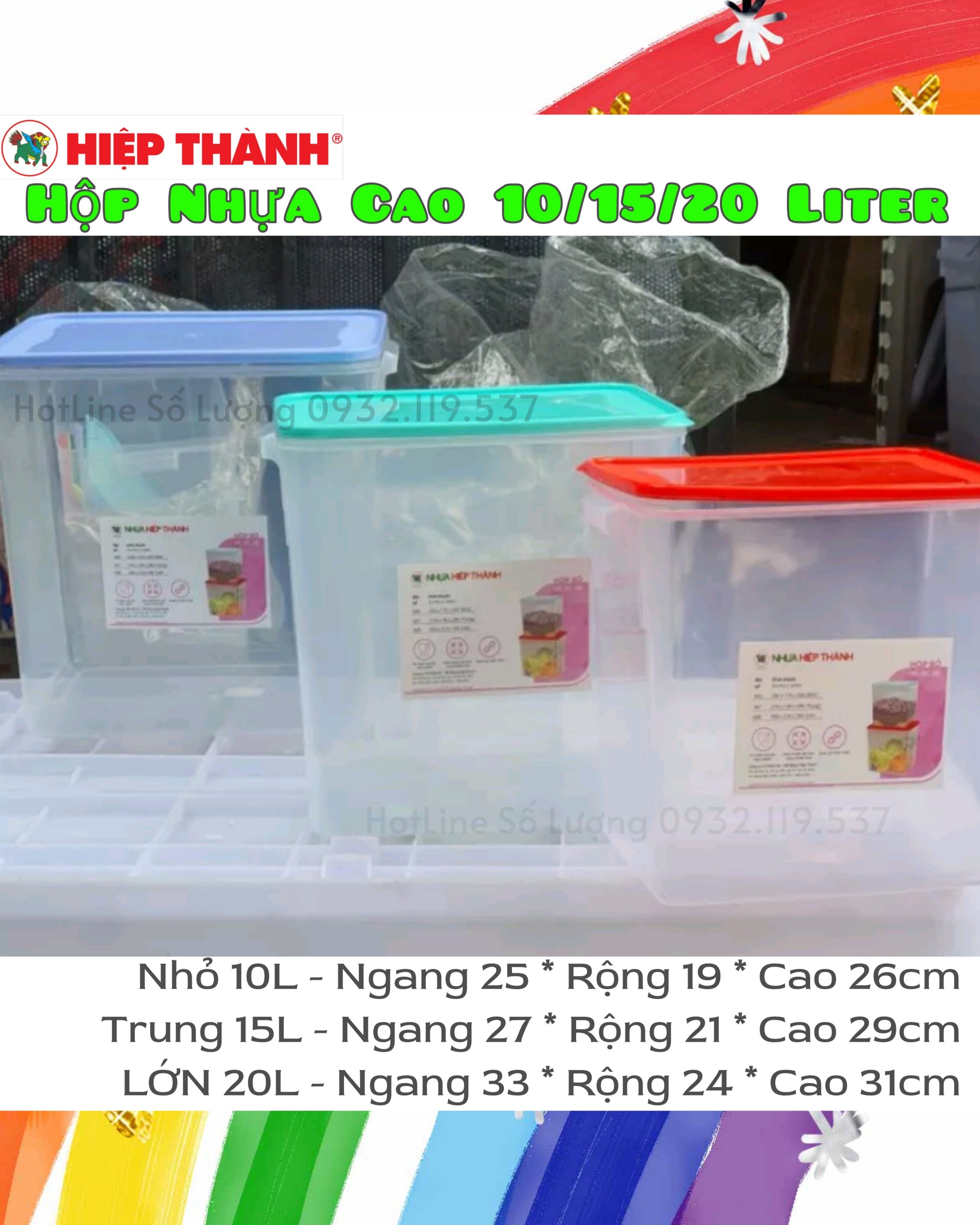 Hộp nhựa cao 10/15/20 lít hitaco - hộp đựng thực phẩm - nhựa hiệp thành an toàn trong thực phẩm