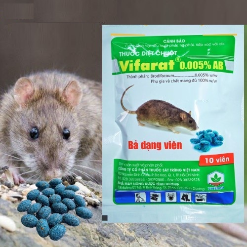 Thuốc diệt chuột vifarat 0.005%ab , thuốc diệt chuột dạng bả viên