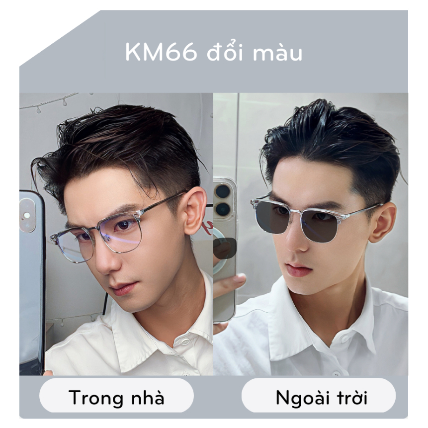 Gọng kính cận nam nữ LATIO, mắt kính gọng vuông tròn kim loại thời trang cao cấp chống ánh sáng xanh chống tia UV - KM66