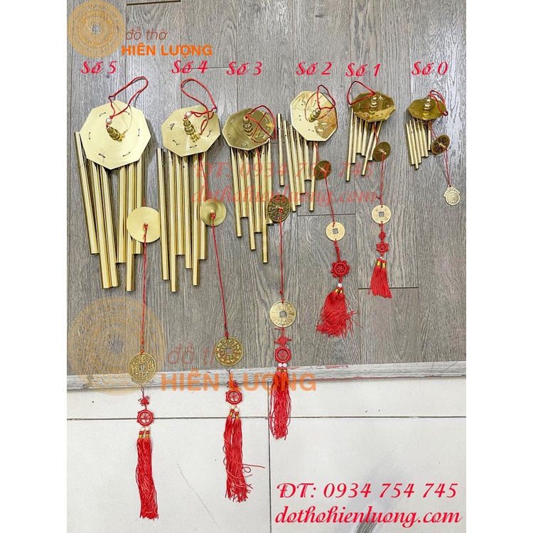6 tubes wind chimes copper feng shui five sizes: long sleeve 11.5cm, 16cm, 20cm, 28cm, 34cm, 38cm