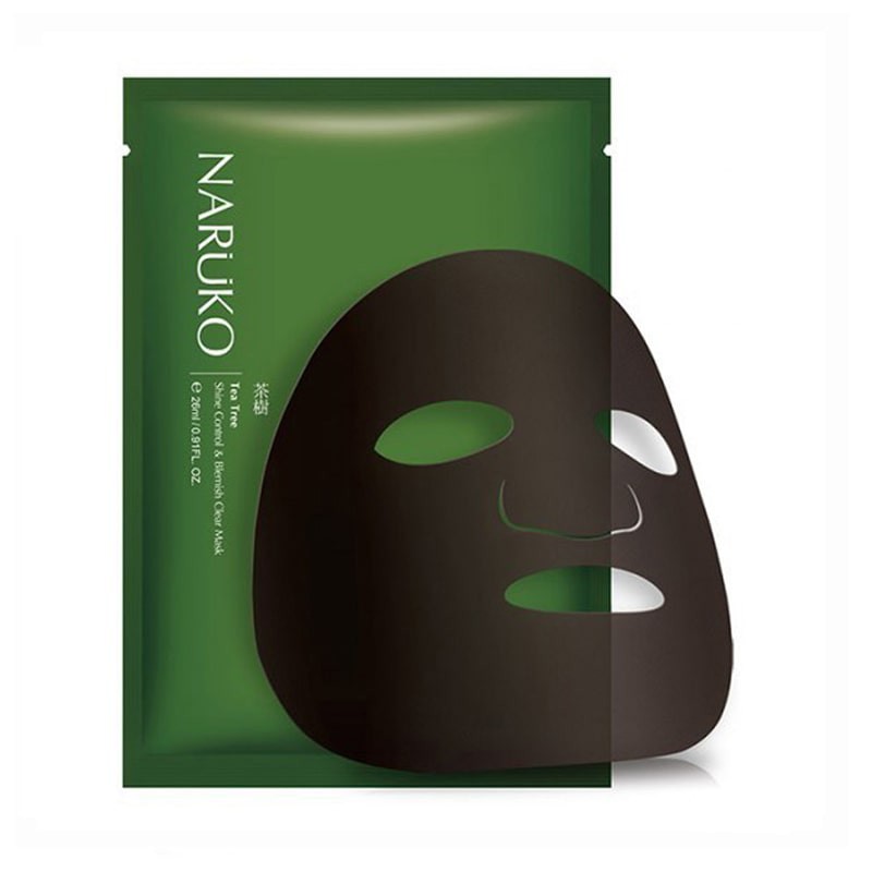 Mặt nạ tràm trà Naruko Tea Tree Shine Control And Blemish Clear Đài Loan (1 Miếng Lẻ)