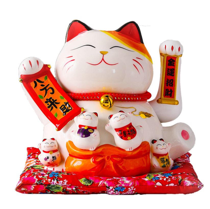 Mèo thần tài Bát Phương Chiêu Tài 24cm