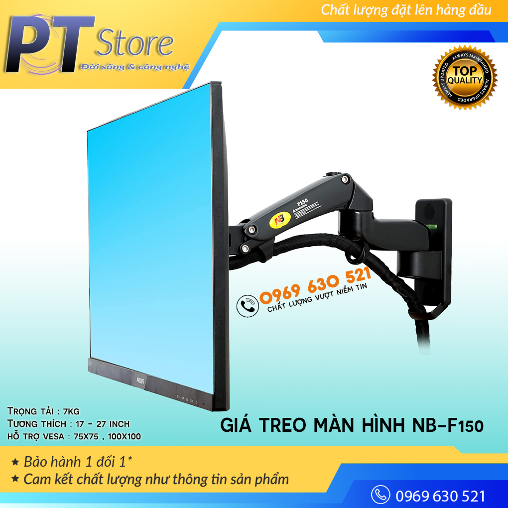 Giá Đỡ Màn Hình NB-F150 Gắn Tường 17-27inch -Tải trọng 2-7Kg - Xoay màn 360độ