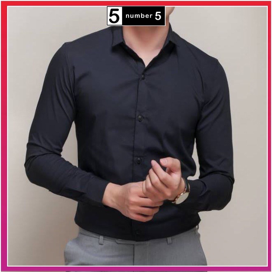 Áo Sơ Mi Nam Văn Phòng Dài Tay Vải Cotton Lụa Trơn Mát ATS