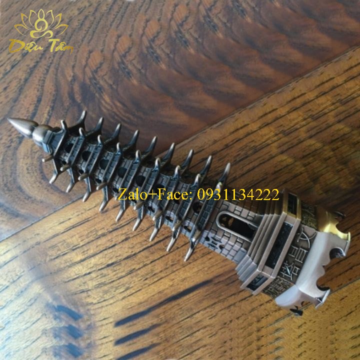 Tháp văn xương đồng phong thủy 9 tầng 18cm công danh học tập Diệu Tâm