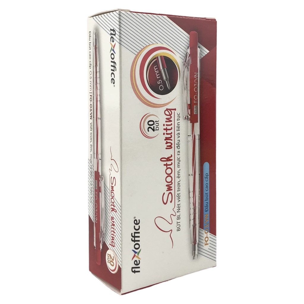 Bút Bi 0.5mm Flexoffice FO-03 - Đỏ/Đen/Xanh (Quy cách đóng gói Hộp 20 chiếc)