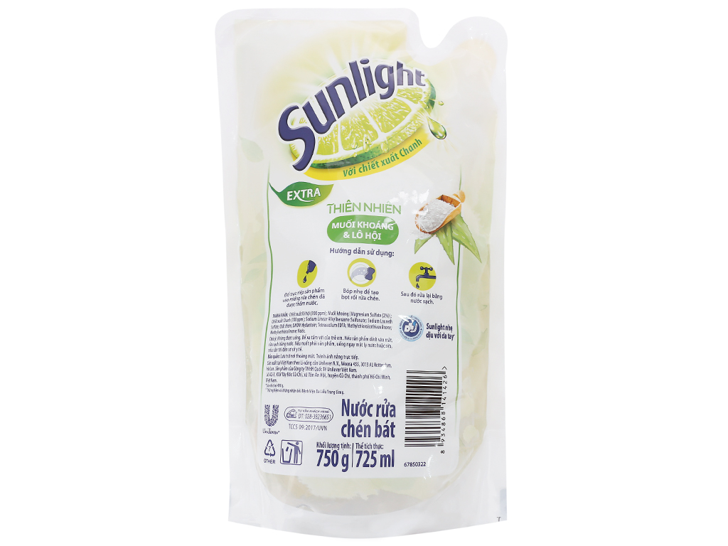 [HCM]Túi nước rửa chén Sunlight Thiên Nhiên 750g (Trắng)