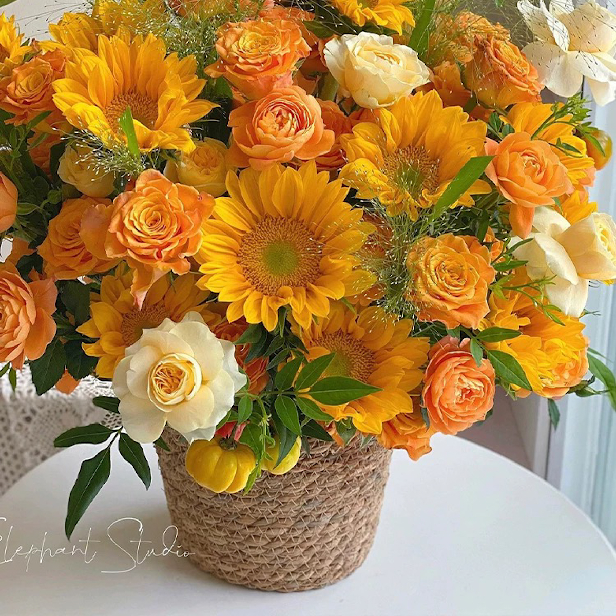 Giỏ cắm hoa, giỏ quà bằng cói