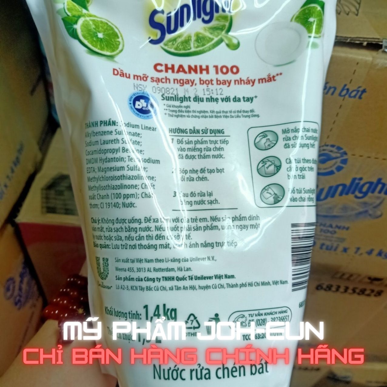 Nước Rửa Chén Sunlight Chanh Dạng Túi (1.4kg)