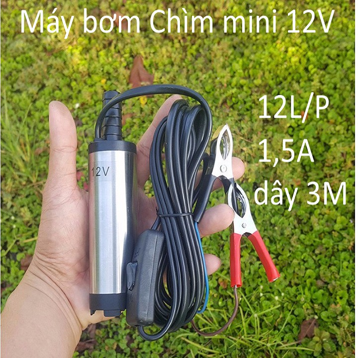 Máy bơm chìm 12 volt kẹp - máy bơm chìm hút dầu mini 12V