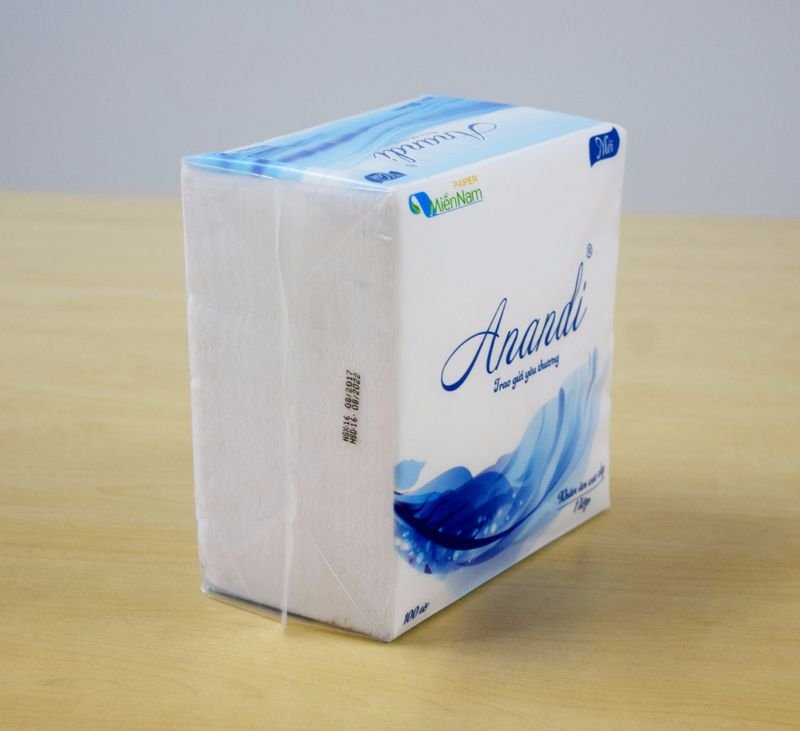 Paper towel square Anandi, napkin premium (100tờ), packaging Nguyen