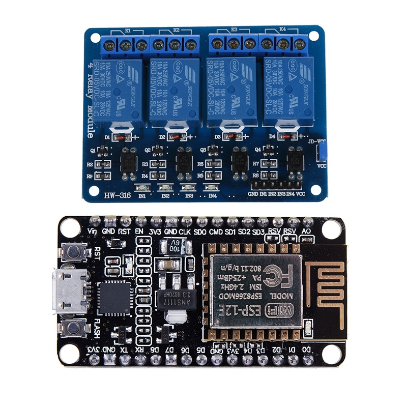 Bảng giá NodeMcu Lua ESP8266 CP2102 WIFI Internet Development Board Model for Arduino & 4 Channel 5V Relay Module for Arduino TTL-Logik Phong Vũ