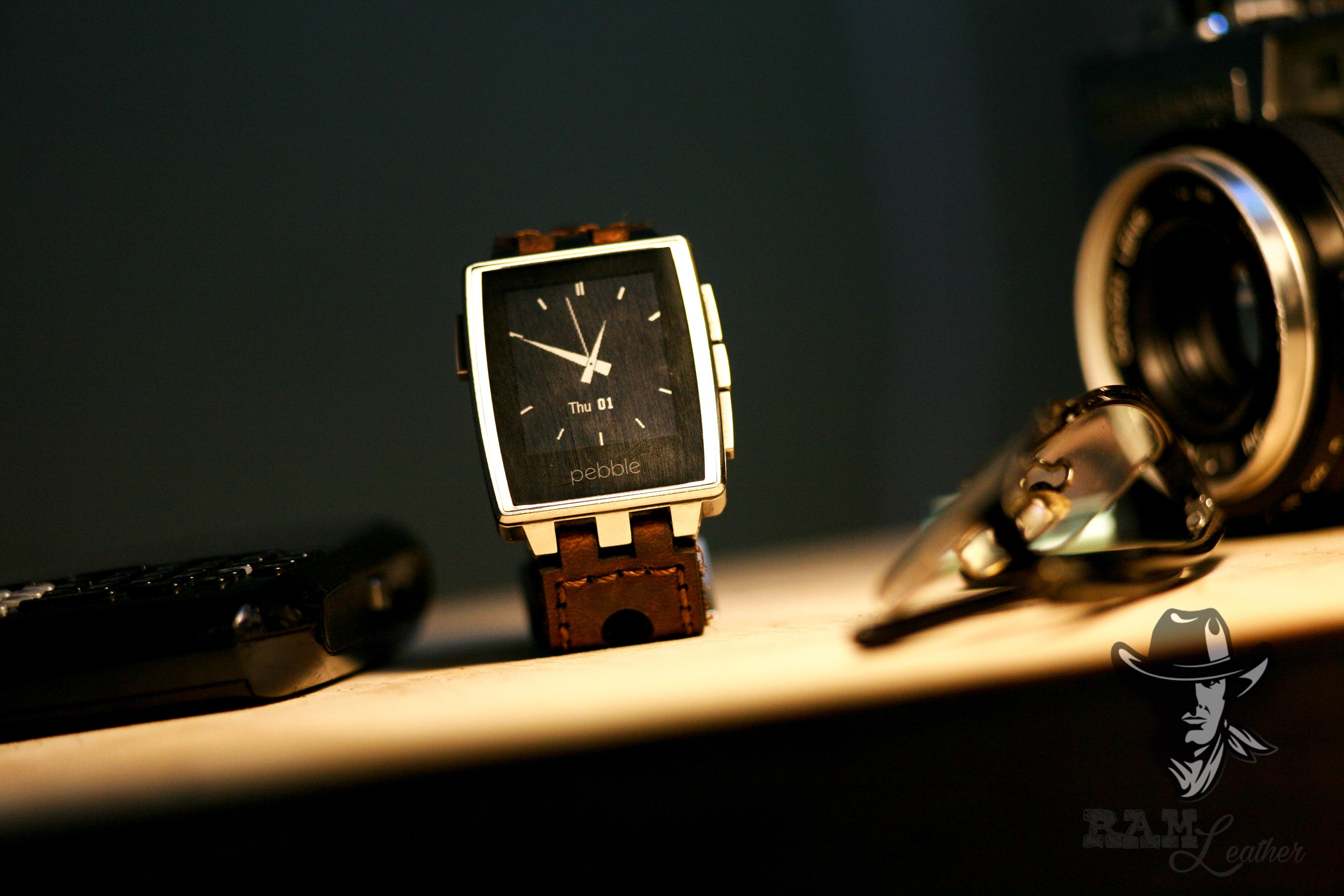 Dây Da Đồng Hồ Pebble Steel Da Bò RAM Leather Nau Dat