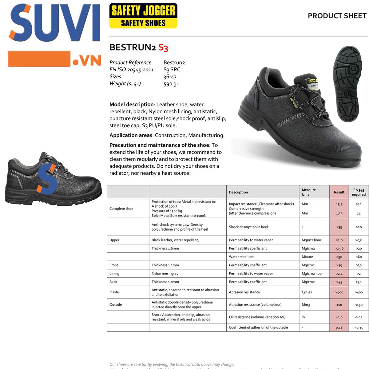 [HCM]Giày Bảo Hộ Safety Jogger Bestrun2 S3 Size 40